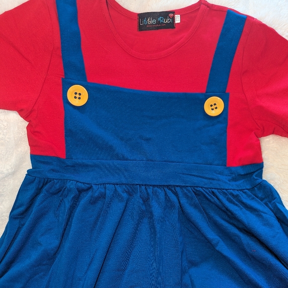 New Girl costume dress & hat 2pc size 6 - 16 yrs Mario Luigi Halloween Costume - Picture 2 of 4